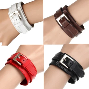 Double-layer Adjustable Leather Bracelet Punk Casual Cuff Women/Men's Gift US - Picture 1 of 20