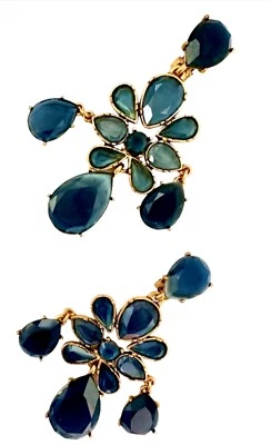 Pendientes Oscar de la Renta Pasarela Flor Azul Índigo Resina Estilo Gripoix gyuh Foto 1 de 4
