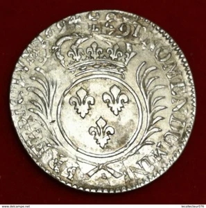 louis XIV ♦ 1/4 écu aux Palmes ♦ 1691 A ♦ Paris ♦ ARGENT RARE ! - Imagen 1 de 2