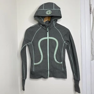 RARE Lululemon Original Scuba Hoodie Double Diamond Fresh Teal Size 4 Zip Up - Bild 1 von 16