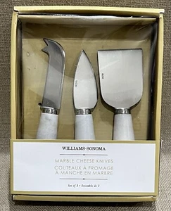 Williams Sonoma Marble Handle Cheese Knives-Stainless Steel - Set of 3 - NEW - Picture 1 of 10