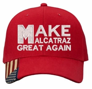 Make Alcatraz Great Again Sombrero Bordado Ajustable Rojo Bandera EE. UU. Ajustable Sombrero - Imagen 1 de 2