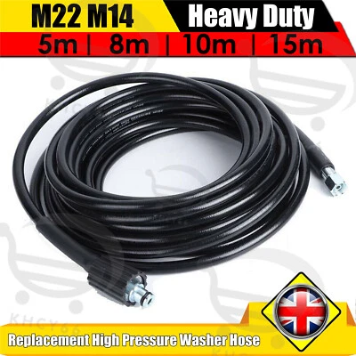 5-15M Replacement High Pressure Washer Hose Heavy Duty M22 M14 Jet Power Wash UK
