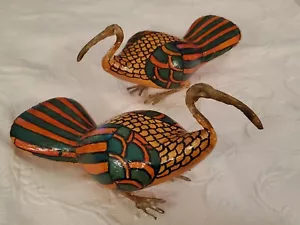 PAAR Mid Century Vintage Ägyptische Ibis Figuren Messing & Pappmaché handbemalt - Bild 1 von 12
