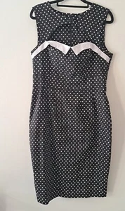 Hell Bunny Womens Black & White Spot Open Neck Sleeveless Rockabilly Dress Large - Picture 1 of 19