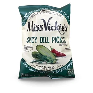 Spicy Dill Pickle Kettle Cooked Potato Chips by Ms. Vickie Value Pack 1.375 Oz - Picture 1 of 5