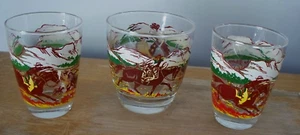 3 VINTAGE MID CENTURY LIBBEY COWBOY THEMED GLASSES - 1 COCKTAIL & 2 JUICE - Picture 1 of 2