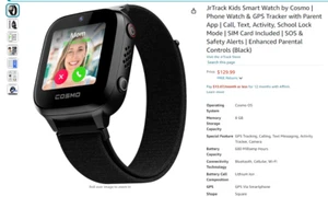 Smart Watch by Cosmo | Phone Watch & GPS Tracker with Parent App | Call, Text, - Picture 1 of 7