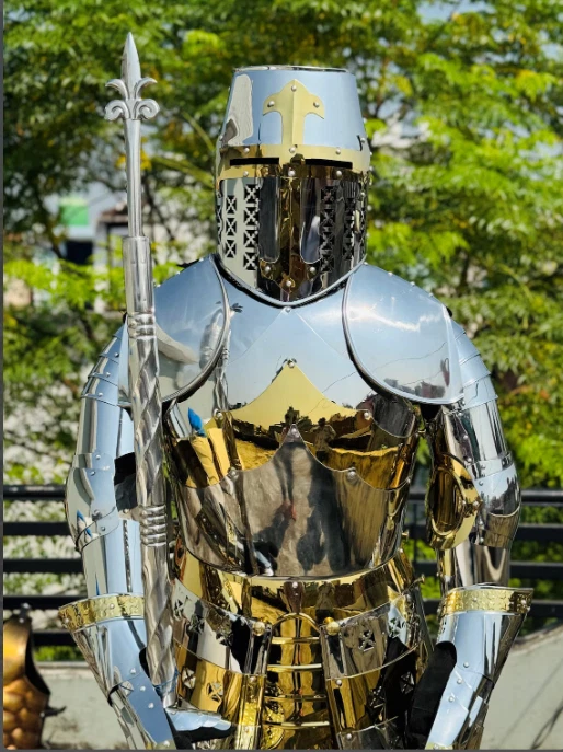 Traje completo de armadura templario medieval | Traje de armadura de caballero de cuerpo completo guerrero de batalla Foto 1 de 4