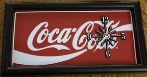 Vintage Coca-Cola License Plate Clock Framed-Rare 13x7 Very Nice Tested Works - Picture 1 of 5
