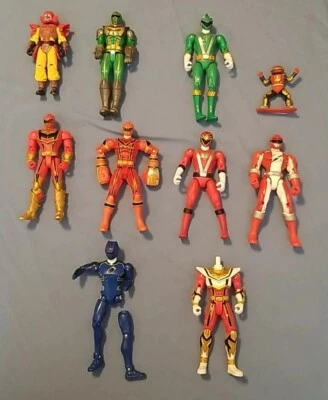 Lote de 10 figuras Power Rangers, RPM, Mystic Force, Red & Green Rangers, Bandai Foto 1 de 4