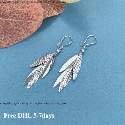 Pendientes colgantes/colgantes PT950 platino puro 950 hojas brillantes para mujer 5,6-5,8 g Foto 1 de 4