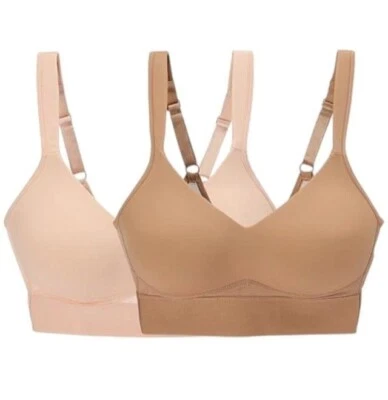 Sujetador de copa moldeada Rhonda Shear 2Pk con espalda envolvente talla XL Sienna rosa beige salón Foto 1 de 4