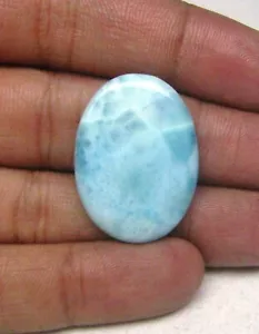 Natural Larimar Cabochon Oval Shape 32.35 ct Loose Gemstone Handmade J 836 - Picture 1 of 5