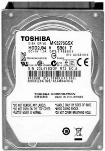 Hard Drive Toshiba 320GB SATA II 7200RPM MK3276GSX 8MB Cache 3Gbps 2.5'' Inch - Picture 1 of 3