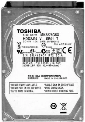 Hard Drive Toshiba 320GB SATA II 7200RPM MK3276GSX 8MB Cache 3Gbps 2.5'' Inch - Image 1 of 3