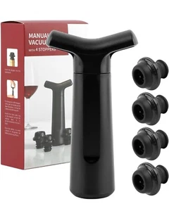 Wine Saver Pump with 4 Vacuum Wine Stoppers, Wine Vacuum Pump and Stopper,  - Picture 1 of 9