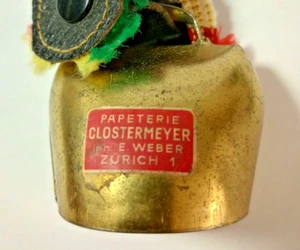 Cowbell Zurich Switzerland Vintage Miniature Souvenir Cowbell with strap E Weber - Picture 1 of 8