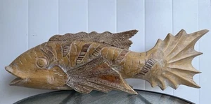 Escultura Koi Mariposa Madera Tallada a Mano Carpa Pez Dorado - Imagen 1 de 21