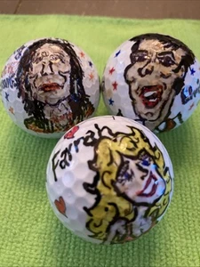 Mix Lot Of 3 Celebrity ELVIS ,Farrah And Apache Chief Golf Balls - Picture 1 of 7