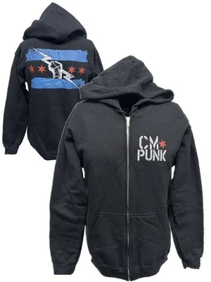 Return of CM Punk Blue Logo Black Zipper Hoody - Image 1 of 4