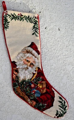 AGUJA Navidad STOCKING Papá Noel SANTA Regalo Árbol Terciopelo Foto 1 de 4