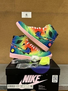 Size 10 - Jordan 1 Retro OG High x J Balvin Tie Dye Brand New - Picture 1 of 7