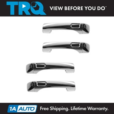 TRQ Front Rear Exterior Outside Chrome Door Handle Set Kit 4pc for Hummer H3 H3T Foto 1 de 3