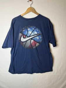 Vintage Nike Basketball Stars Stripes Logo Men’s XL Shirt Distressed USA Blue - Picture 1 of 5