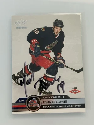 2001-02 Pacific Mathieu Darche #110 Rookie RC Auto Autograph Signed Blue Jackets - Image 1 of 2