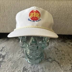Vintage Las Vegas Poker Chip aperto 24 ore corda snapback bianco NOS Mohrs - Foto 1 di 10