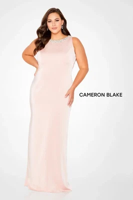Vestido de noite formal longo com miçangas Cameron Blake 116659 rosa inglesa tamanho 16 $700 - Imagem 1 de 4