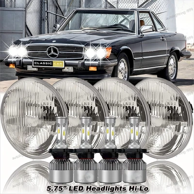 Fit Mercedes-Benz 380SL 450SL 560SL 4PCS 5.75" Round LED Headlights Hi/Lo Beam - Image 1 of 4