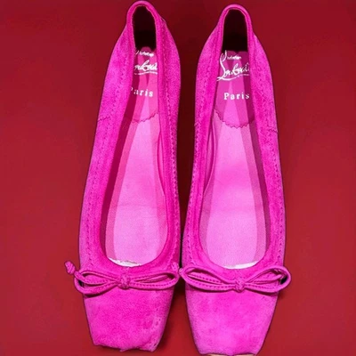Christian Louboutin Ballet Mamadrague Pisos Gamuza Color Bolerose EU-37 US-7 BNe Foto 1 de 4