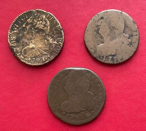 Beau lot de 3 monnaies de 2 Sols Français et 2 Sols François à découvrir - Imagen 1 de 2
