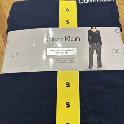 NEW Calvin Klein Women's Long Sleeve Crew Neck Top and Pant Set Size S - Blue - Image 1 of 4