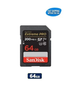 Carte mémoire Sandisk 64 Go SD Extreme Pro Nikon D3500 / D850 / D7500 /D5600 /D3400 - Photo 1 sur 5