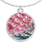 Peacock Feathers Round Pendant Necklace Beautiful Fashion Jewelry