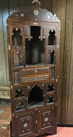 Antique Islamic Syrian Corner Cabinet handmade vintage craved Cover