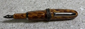 G1073~ Brown Fountain Loupe Pen Fountain Pen Limoges Porcelain Trinket Box - Picture 1 of 4
