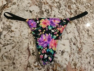 Sexy Tanga Victoria's Secret Satén Tanga Floral Talla Única Dorado Dije Foto 1 de 4