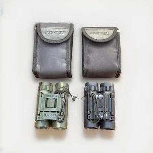 2 Bushnell Black Small Compact Pocket Binocular 8x21 378 ft 1000 yds with Case - Picture 1 of 15