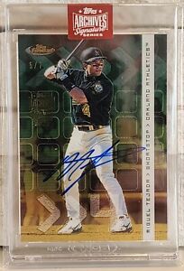 2023 Topps Archives On-Card Auto Miguel Tejada 2002 Topps Finest 5/7