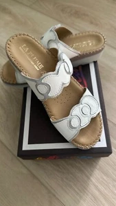 Womens NEW La Plume Sugar White Lthr Slides Sandals Shoes 39 Eur 8.5-9 US - Picture 1 of 5