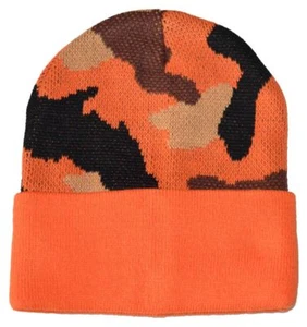 Nayt Men's Camouflage Knitted Beanie Hat Orange Camo - Picture 1 of 1