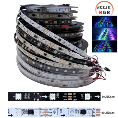 12V WS2811 RGB LED light strip Dream Full color 30led 60LEDs/m Flexible Led Tape - Image 1 of 4