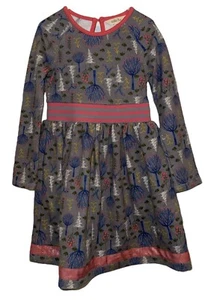 Matilda Jane Around Town Make Believe Trees Gray Fleece Lined Dress Size 6 - Picture 1 of 5