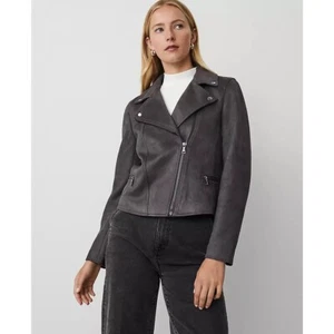 Ann Taylor Petite Faux Suede Moto Jacket PM - Picture 1 of 3