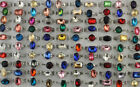 Wholesale Lots 40pcs Fashion Silver Plated Mixed Color Various Glass Lady Rings