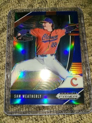 Sam Weatherly 2020 Panini Prizm Draft Picks Blue Parallel Baseball Card PDP81 - Image 1 of 4